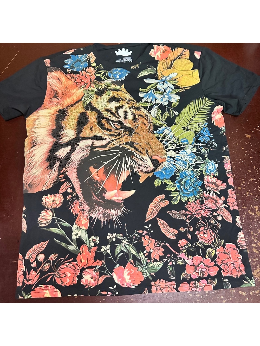 Heads or tails men’s tiger, jungle, graphic print short sleeve T-shirt, XL